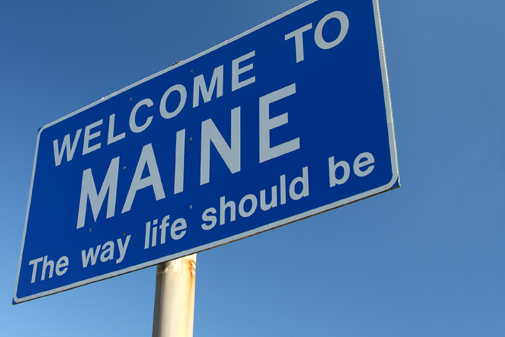 Welcome to Maine state highway sign